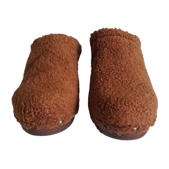 Korks by Kork Ease Studded Teddy Round Toe Block Heel Slip On Clogs Brown Sz 10M - Picture 5 of 11